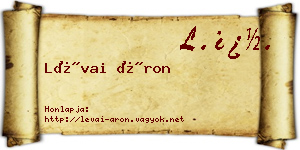 Lévai Áron névjegykártya